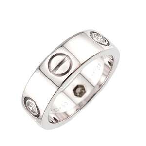 CARTIER Authentic 18k Silver Diamond Love Ring #50